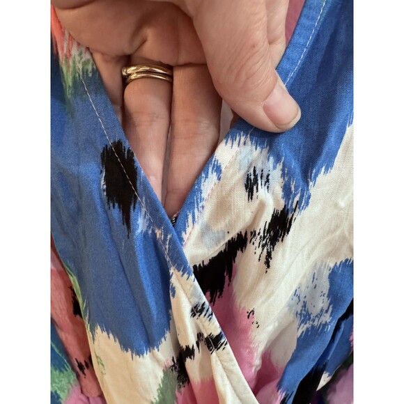 Ava & Viv Floral Flutter Short Sleeve Midi Wrap Dress XXL NEW Pockets - Picture 6 of 11